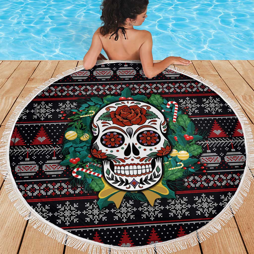 Skull Christmas Beach Blanket Xmas Holiday Patterns - Wonder Print Shop