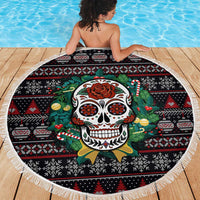 Skull Christmas Beach Blanket Xmas Holiday Patterns - Wonder Print Shop