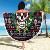 Skull Christmas Beach Blanket Xmas Holiday Patterns - Wonder Print Shop