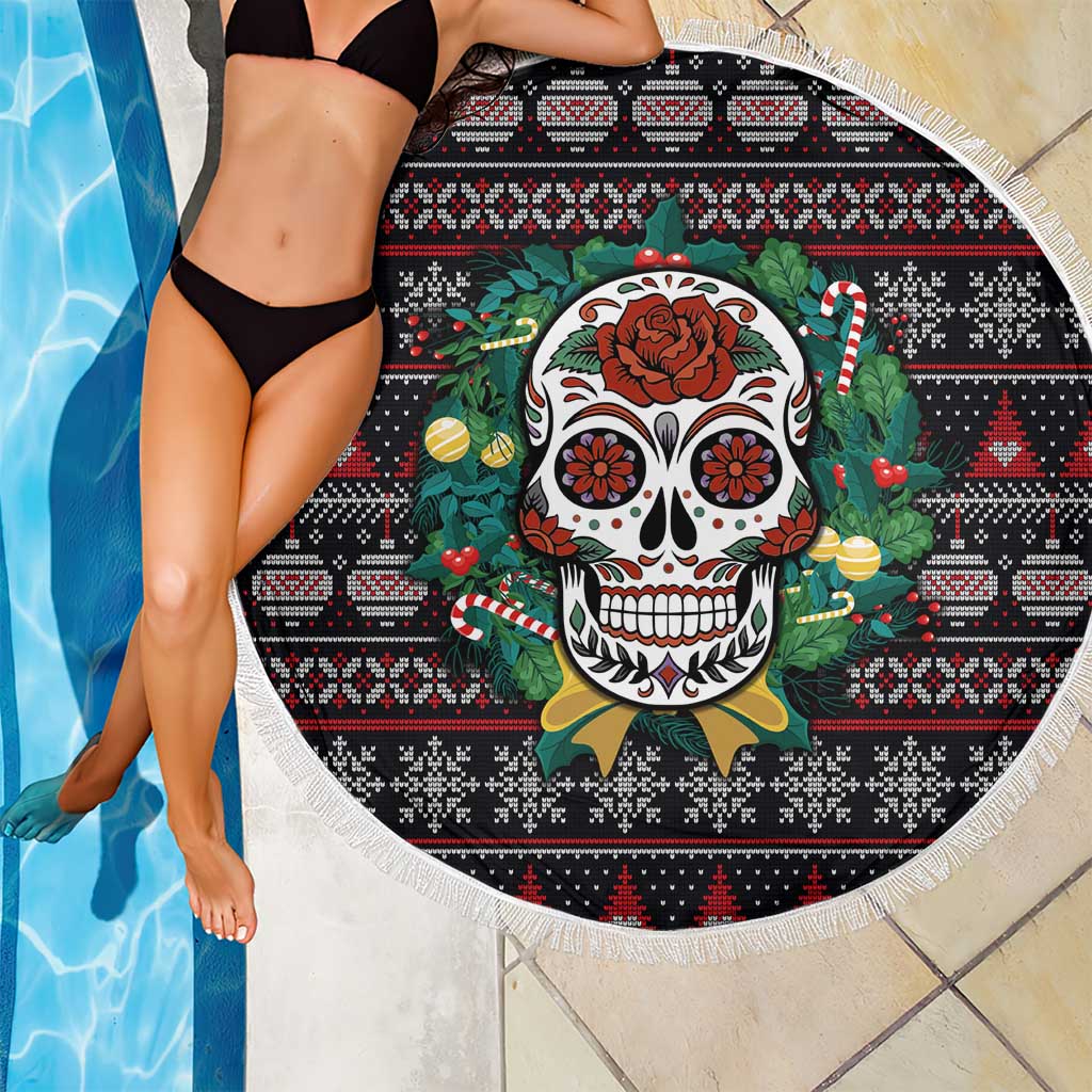 Skull Christmas Beach Blanket Xmas Holiday Patterns - Wonder Print Shop