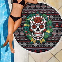 Skull Christmas Beach Blanket Xmas Holiday Patterns - Wonder Print Shop