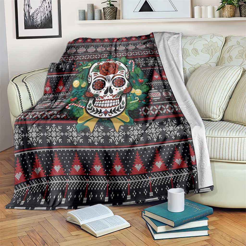 Skull Christmas Blanket Xmas Holiday Patterns - Wonder Print Shop