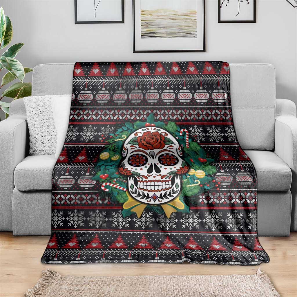 Skull Christmas Blanket Xmas Holiday Patterns - Wonder Print Shop