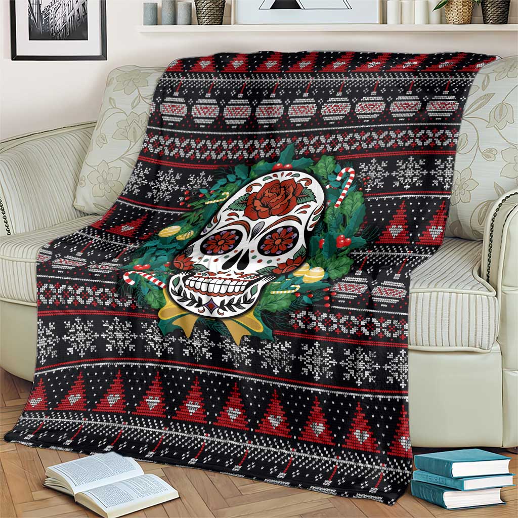 Skull Christmas Blanket Xmas Holiday Patterns - Wonder Print Shop