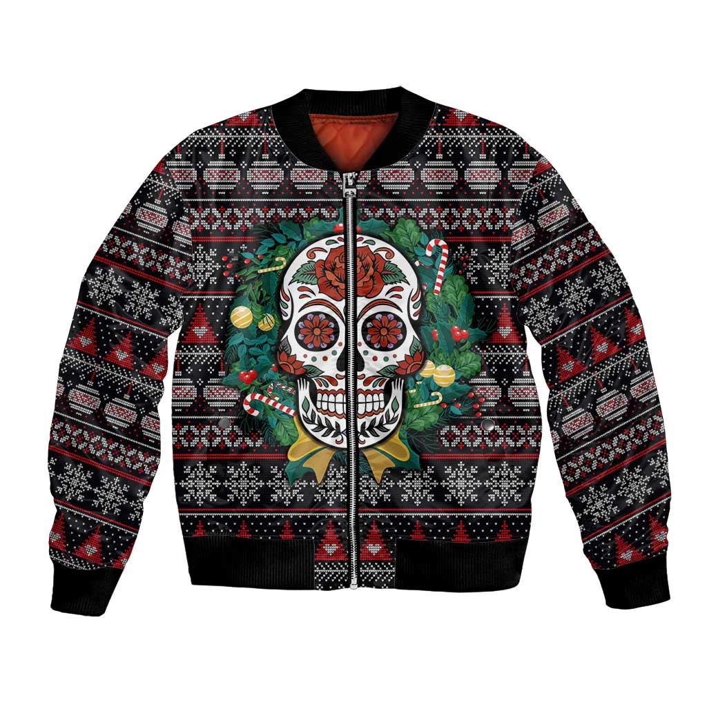 Skull Christmas Bomber Jacket Xmas Holiday Patterns - Wonder Print Shop