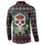 Skull Christmas Button Sweatshirt Xmas Holiday Patterns - Wonder Print Shop