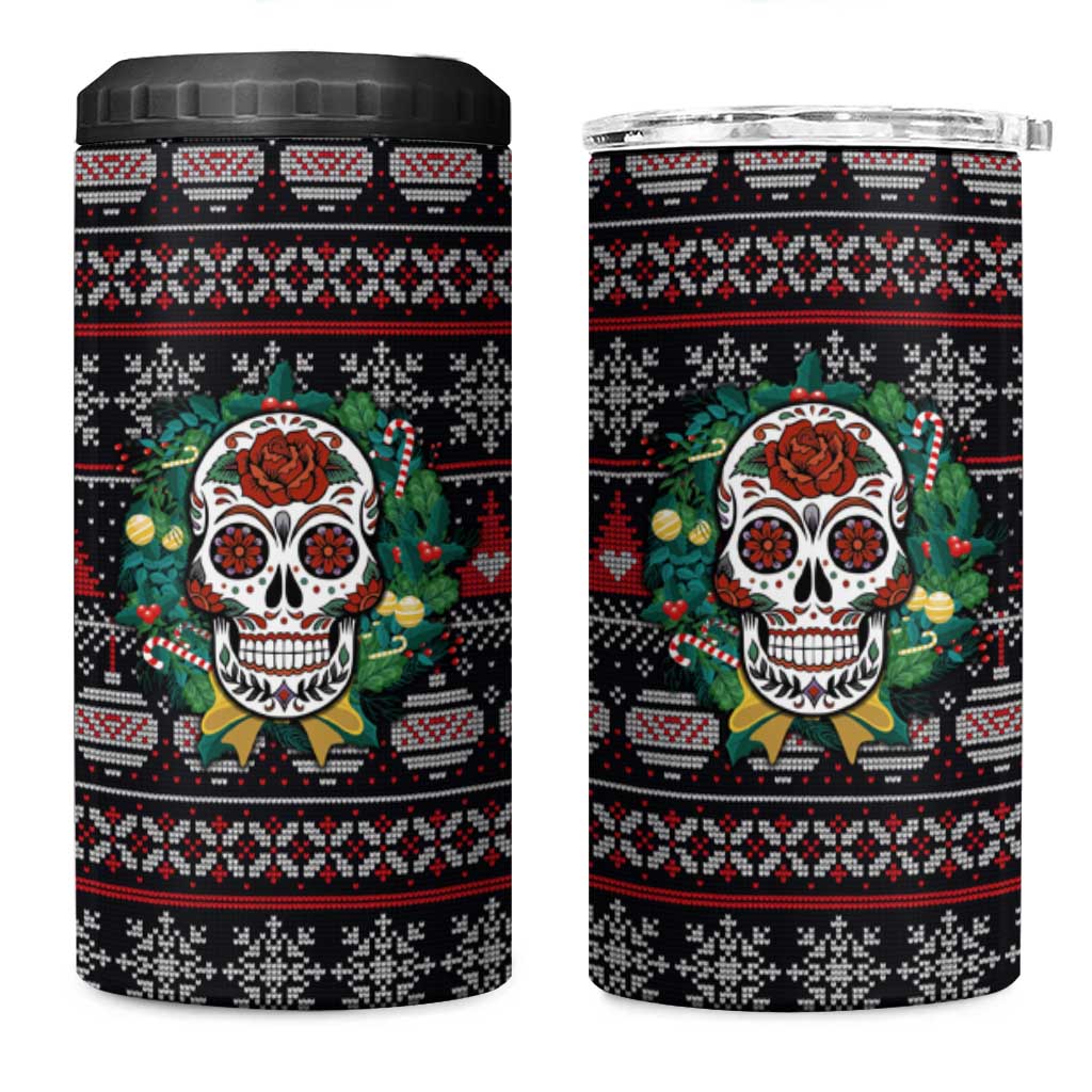 Skull Christmas 4 in 1 Can Cooler Tumbler Xmas Holiday Patterns - Wonder Print Shop