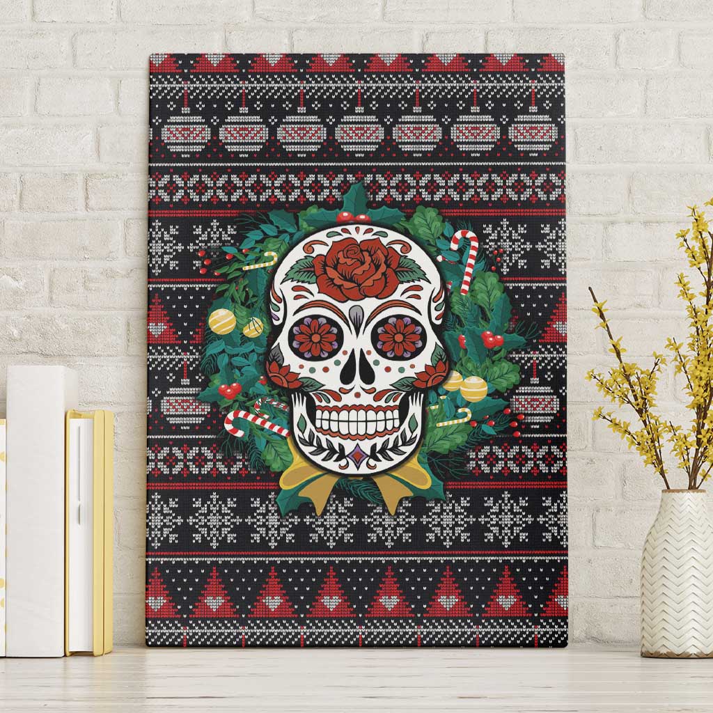 Skull Christmas Canvas Wall Art Xmas Holiday Patterns - Wonder Print Shop