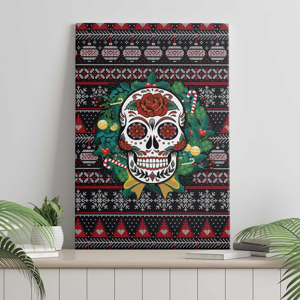 Skull Christmas Canvas Wall Art Xmas Holiday Patterns - Wonder Print Shop