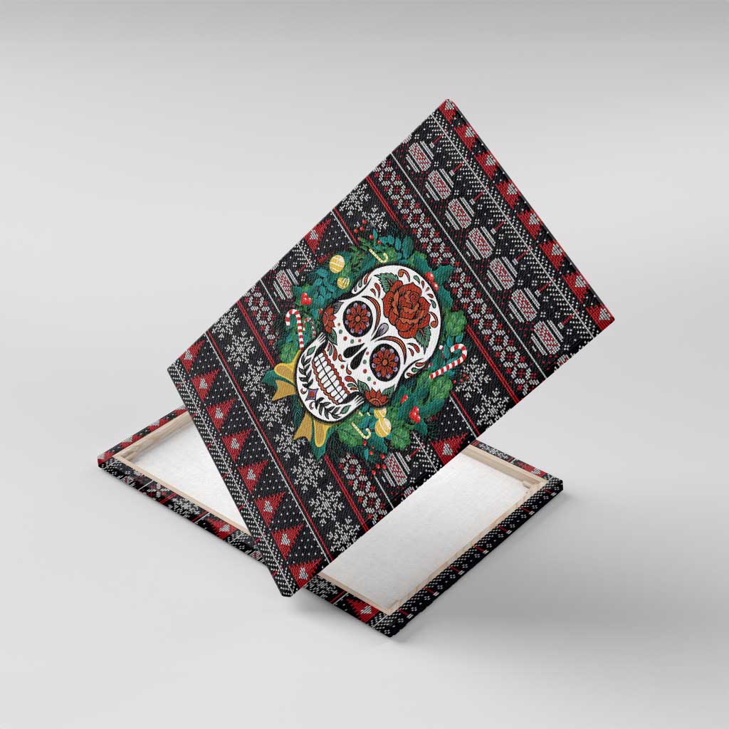 Skull Christmas Canvas Wall Art Xmas Holiday Patterns - Wonder Print Shop