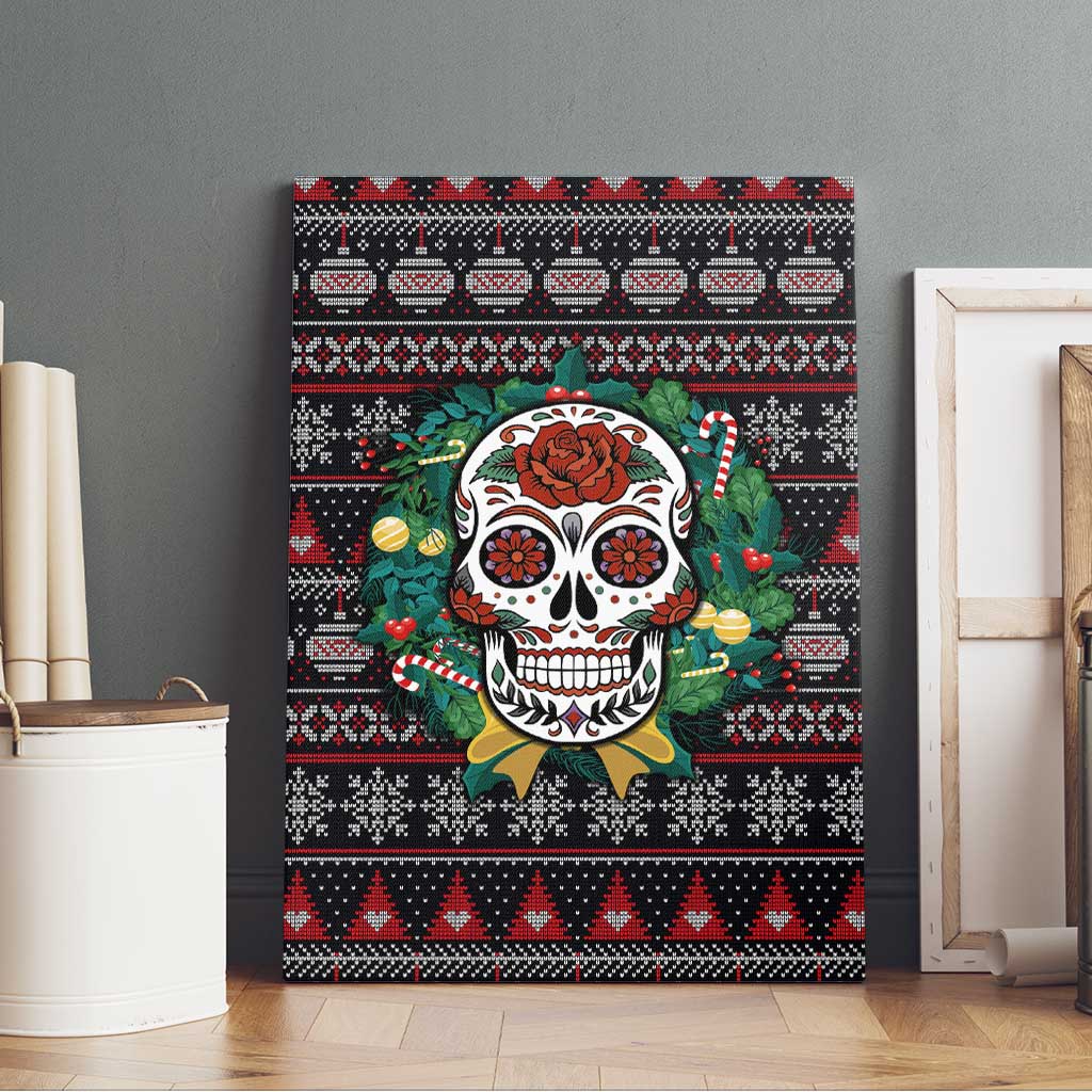 Skull Christmas Canvas Wall Art Xmas Holiday Patterns - Wonder Print Shop