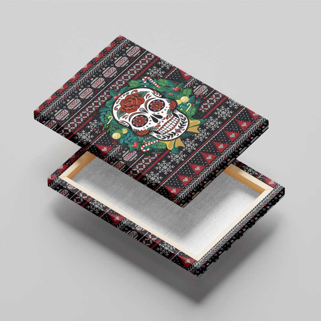 Skull Christmas Canvas Wall Art Xmas Holiday Patterns - Wonder Print Shop
