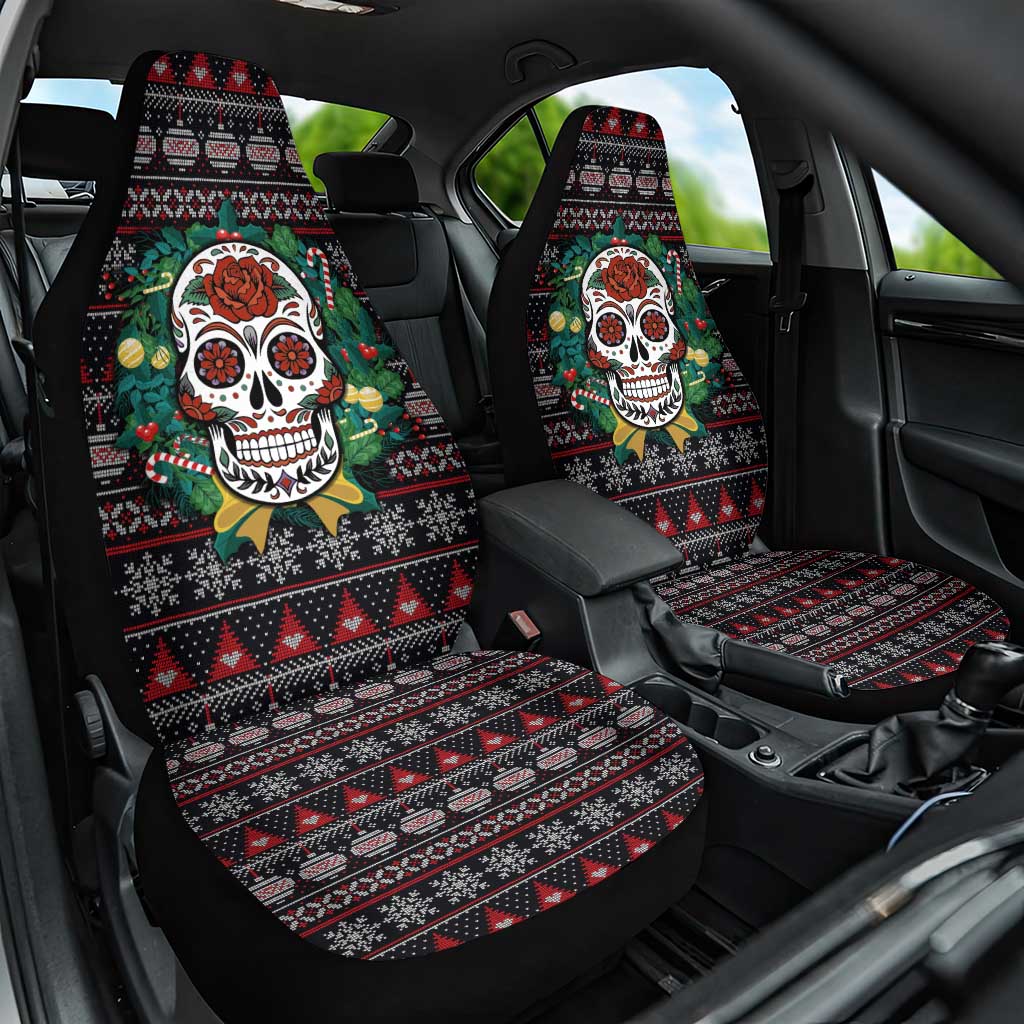 Skull Christmas Car Seat Cover Xmas Holiday Patterns - Wonder Print Shop