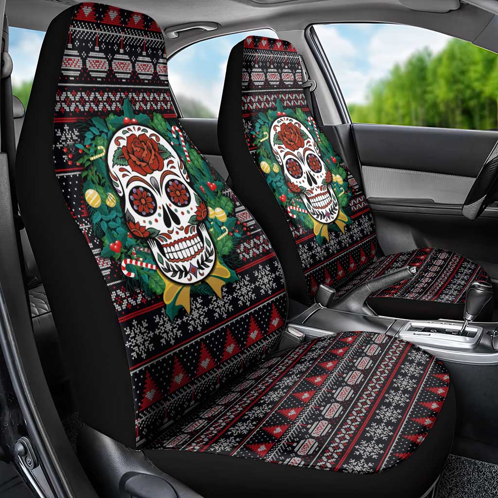 Skull Christmas Car Seat Cover Xmas Holiday Patterns - Wonder Print Shop