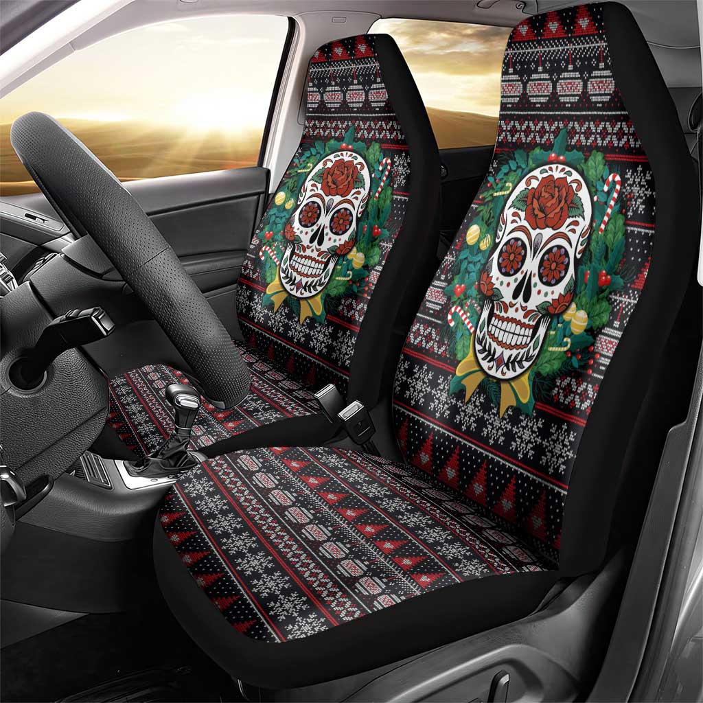 Skull Christmas Car Seat Cover Xmas Holiday Patterns - Wonder Print Shop