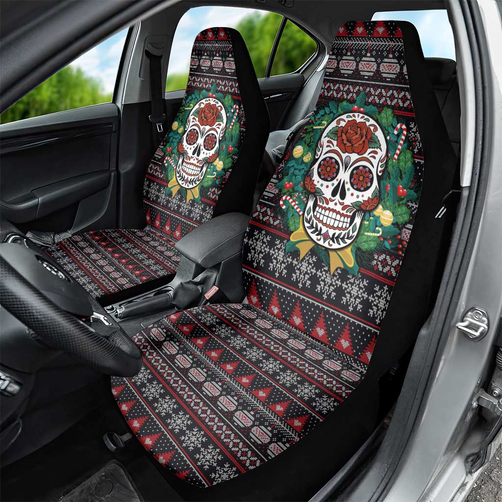 Skull Christmas Car Seat Cover Xmas Holiday Patterns - Wonder Print Shop