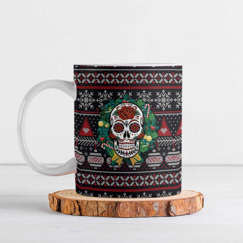 Skull Christmas Ceramic Mug Xmas Holiday Patterns - Wonder Print Shop