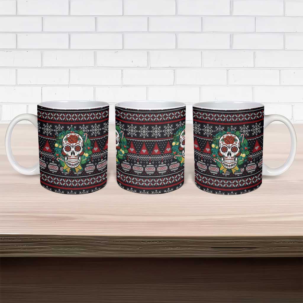 Skull Christmas Ceramic Mug Xmas Holiday Patterns - Wonder Print Shop