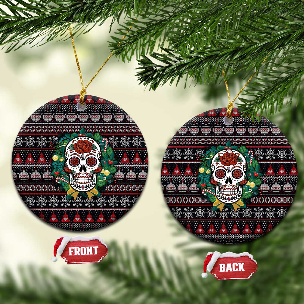 Skull Christmas Ceramic Ornament Xmas Holiday Patterns - Wonder Print Shop