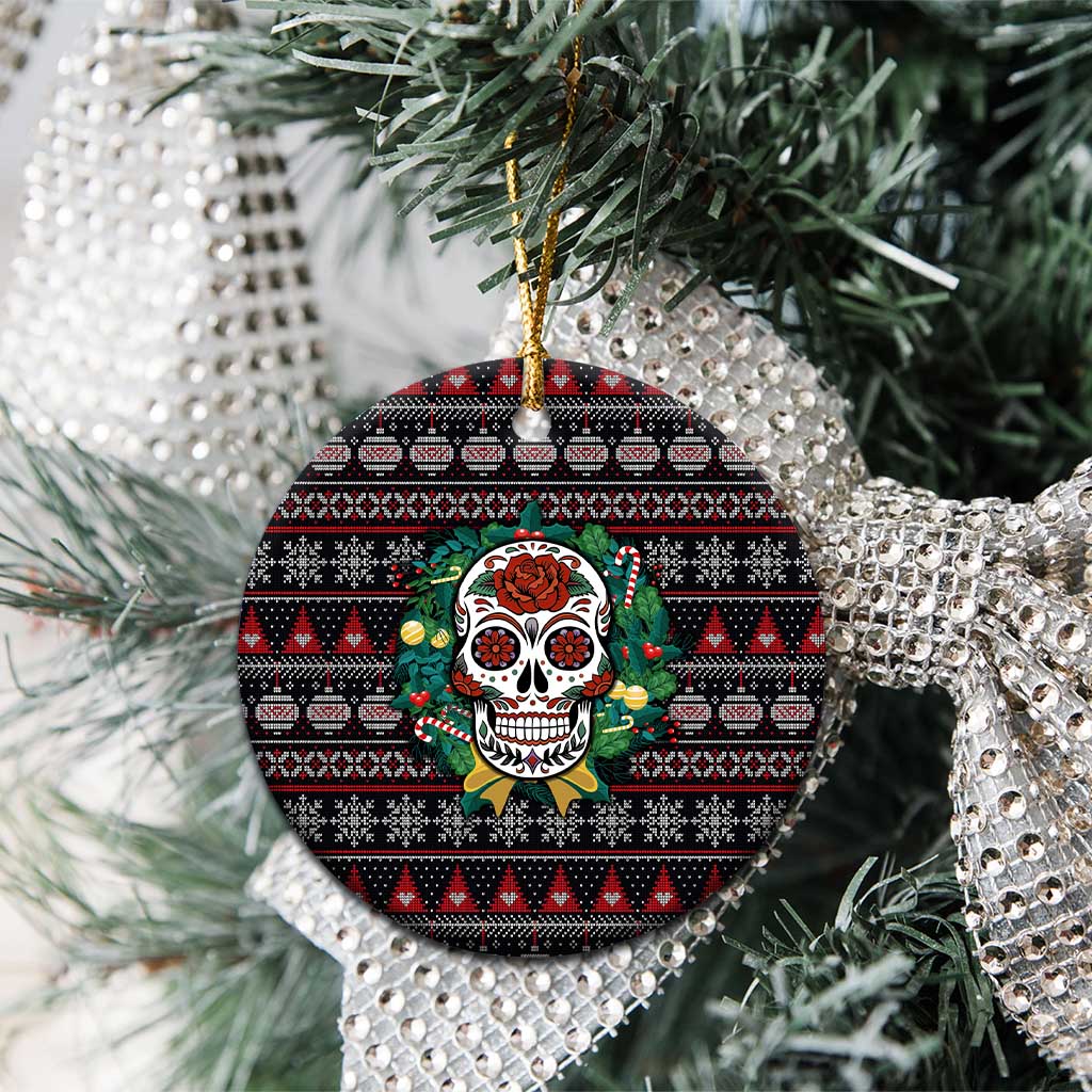 Skull Christmas Ceramic Ornament Xmas Holiday Patterns - Wonder Print Shop