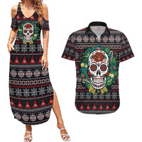 Skull Christmas Couples Matching Summer Maxi Dress and Hawaiian Shirt Xmas Holiday Patterns - Wonder Print Shop