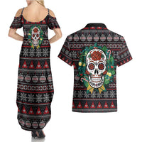 Skull Christmas Couples Matching Summer Maxi Dress and Hawaiian Shirt Xmas Holiday Patterns - Wonder Print Shop