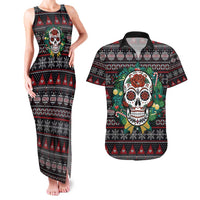 Skull Christmas Couples Matching Tank Maxi Dress and Hawaiian Shirt Xmas Holiday Patterns - Wonder Print Shop