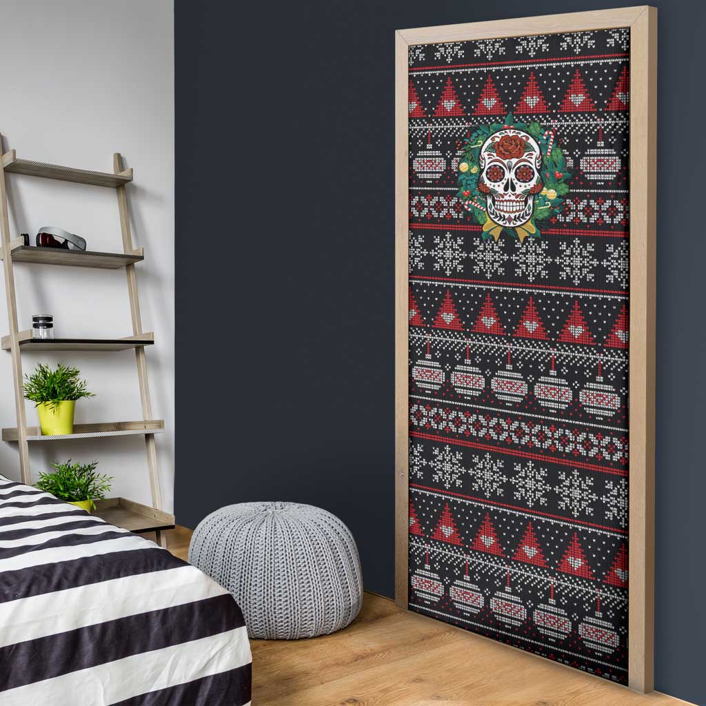 Skull Christmas Door Cover Xmas Holiday Patterns - Wonder Print Shop