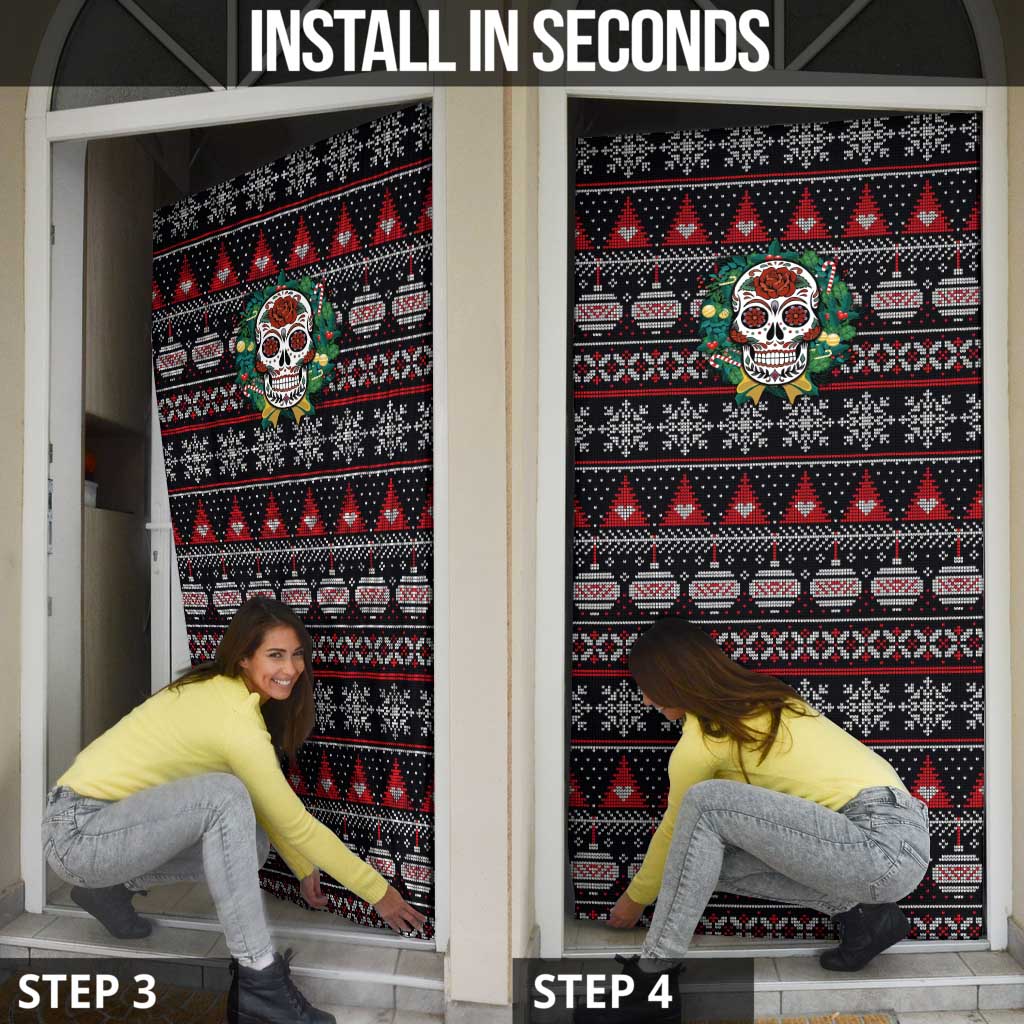 Skull Christmas Door Cover Xmas Holiday Patterns - Wonder Print Shop