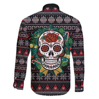 Skull Christmas Family Matching Off Shoulder Maxi Dress and Hawaiian Shirt Xmas Holiday Patterns - Wonder Print Shop