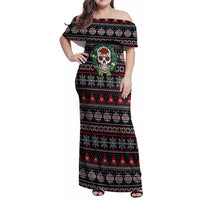 Skull Christmas Family Matching Off Shoulder Maxi Dress and Hawaiian Shirt Xmas Holiday Patterns - Wonder Print Shop