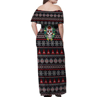Skull Christmas Family Matching Off Shoulder Maxi Dress and Hawaiian Shirt Xmas Holiday Patterns - Wonder Print Shop