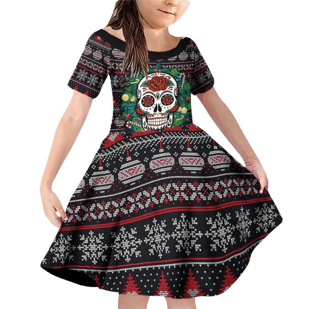 Skull Christmas Family Matching Off Shoulder Short Dress and Hawaiian Shirt Xmas Holiday Patterns - Wonder Print Shop
