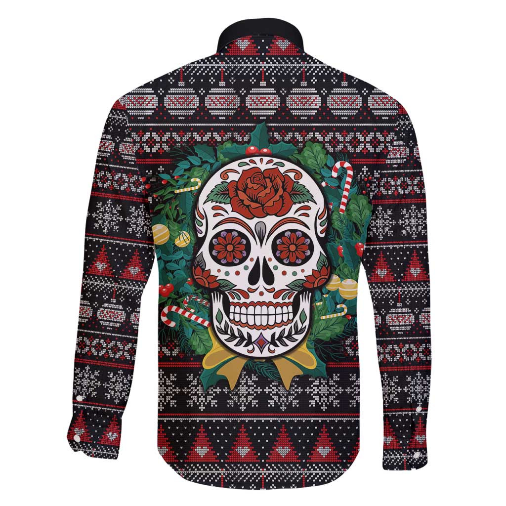 Skull Christmas Family Matching Off Shoulder Short Dress and Hawaiian Shirt Xmas Holiday Patterns - Wonder Print Shop