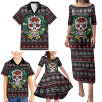 Skull Christmas Family Matching Puletasi and Hawaiian Shirt Xmas Holiday Patterns - Wonder Print Shop