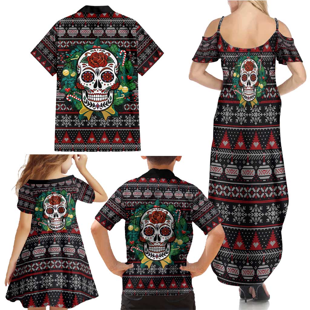 Skull Christmas Family Matching Summer Maxi Dress and Hawaiian Shirt Xmas Holiday Patterns - Wonder Print Shop