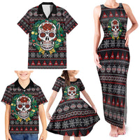 Skull Christmas Family Matching Tank Maxi Dress and Hawaiian Shirt Xmas Holiday Patterns - Wonder Print Shop