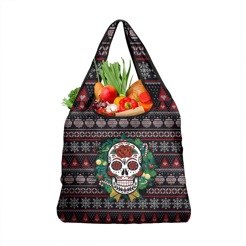 Skull Christmas Grocery Bag Xmas Holiday Patterns - Wonder Print Shop