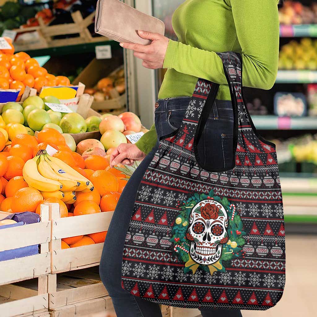 Skull Christmas Grocery Bag Xmas Holiday Patterns - Wonder Print Shop