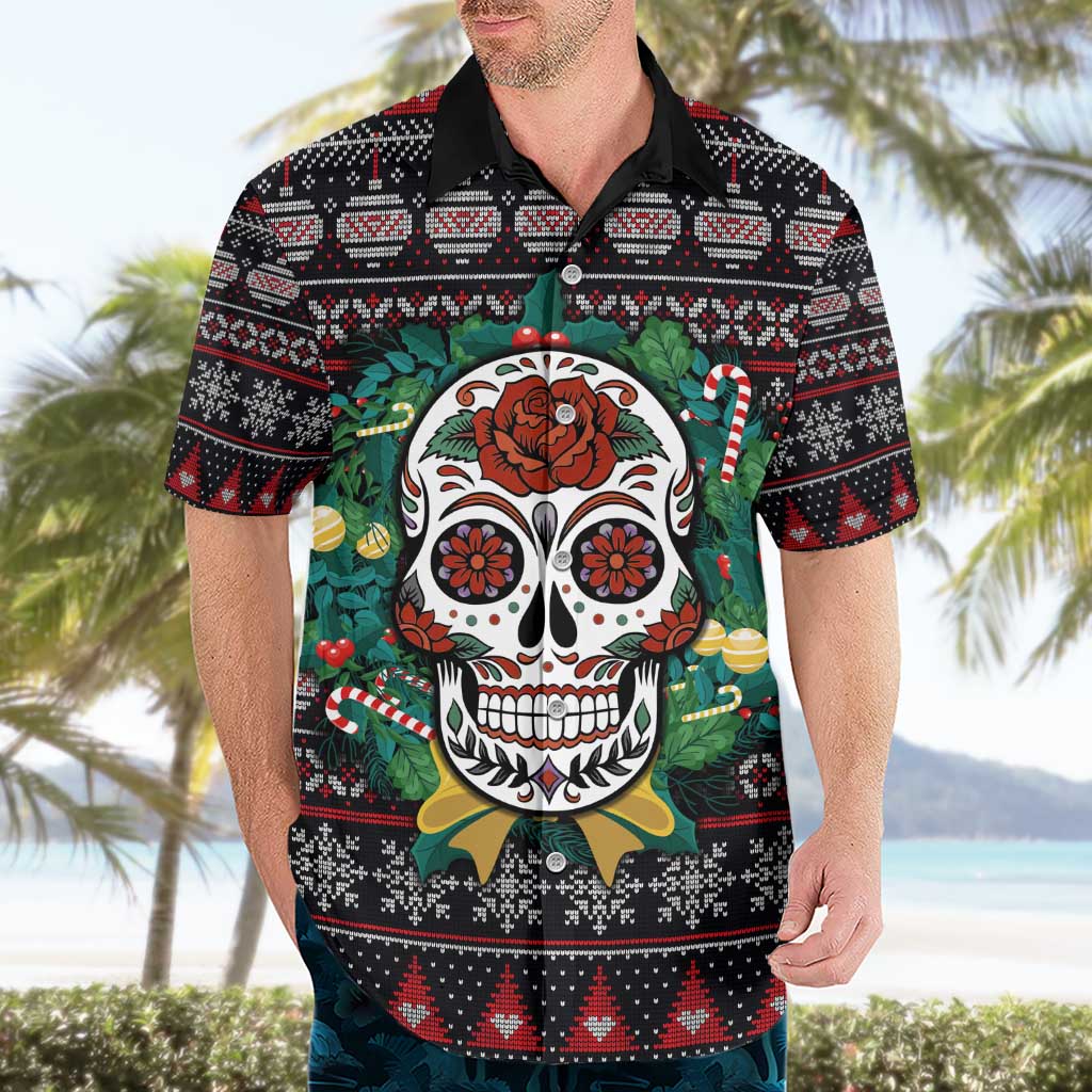 Skull Christmas Hawaiian Shirt Xmas Holiday Patterns - Wonder Print Shop