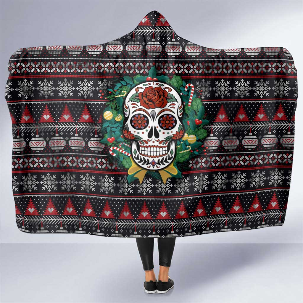 Skull Christmas Hooded Blanket Xmas Holiday Patterns - Wonder Print Shop