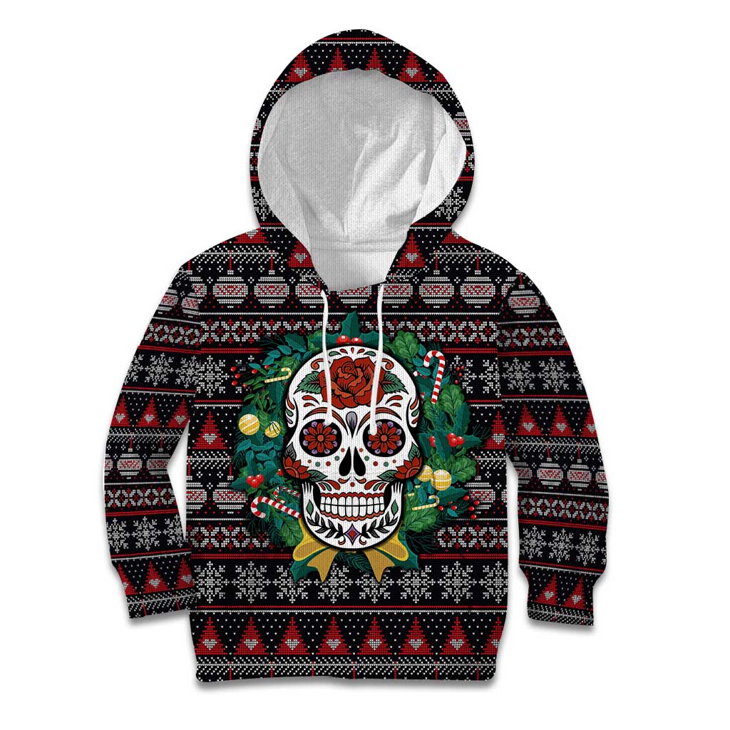 Skull Christmas Kid Hoodie Xmas Holiday Patterns - Wonder Print Shop