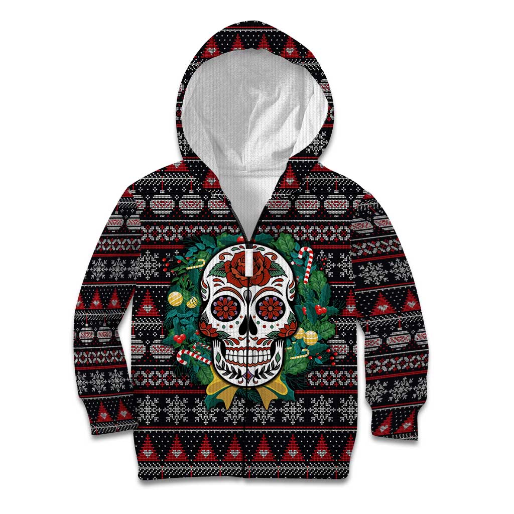 Skull Christmas Kid Hoodie Xmas Holiday Patterns - Wonder Print Shop