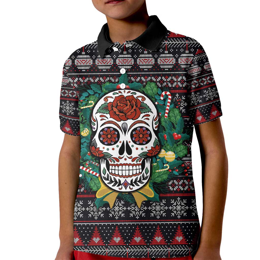 Skull Christmas Kid Polo Shirt Xmas Holiday Patterns - Wonder Print Shop