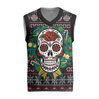 Skull Christmas Knitted V-Neck Vest Xmas Holiday Patterns - Wonder Print Shop