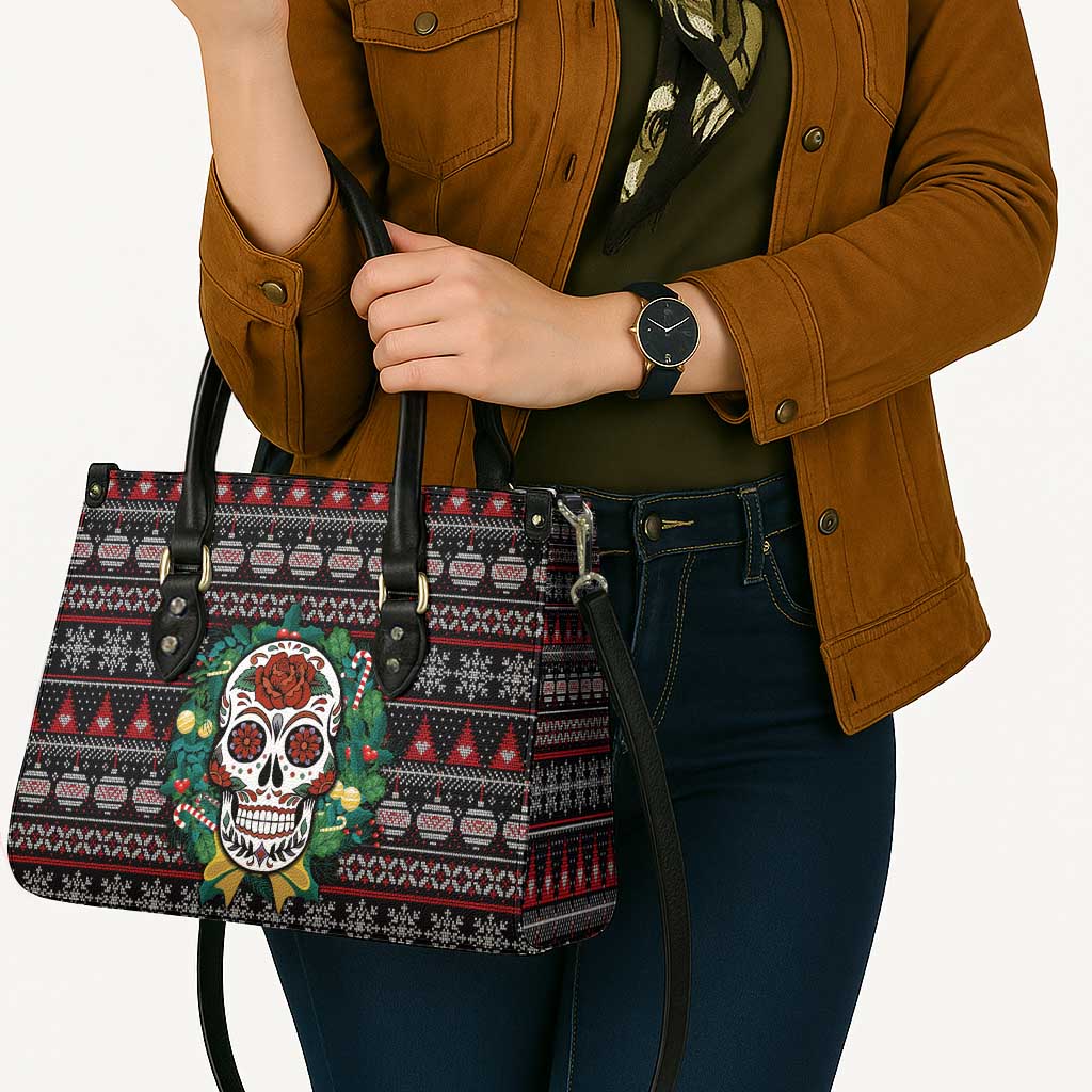 Skull Christmas Leather Bag Xmas Holiday Patterns - Wonder Print Shop
