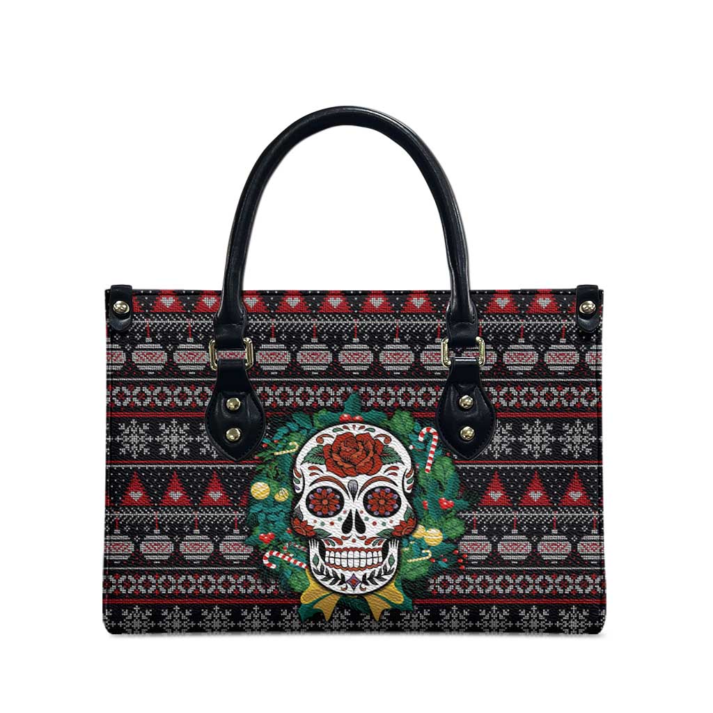Skull Christmas Leather Bag Xmas Holiday Patterns - Wonder Print Shop