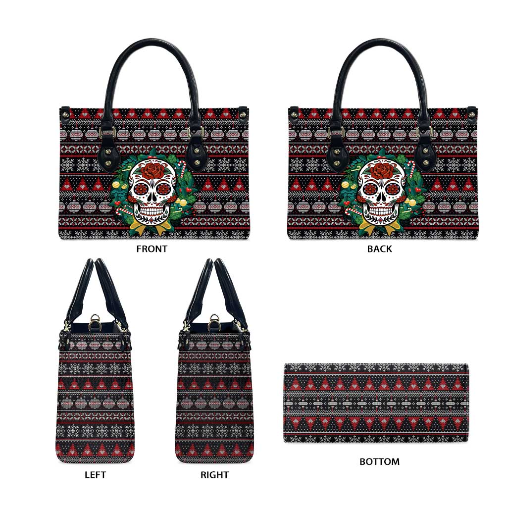 Skull Christmas Leather Bag Xmas Holiday Patterns - Wonder Print Shop