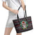 Skull Christmas Leather Tote Bag Xmas Holiday Patterns - Wonder Print Shop