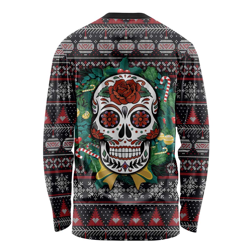 Skull Christmas Long Sleeve Shirt Xmas Holiday Patterns - Wonder Print Shop